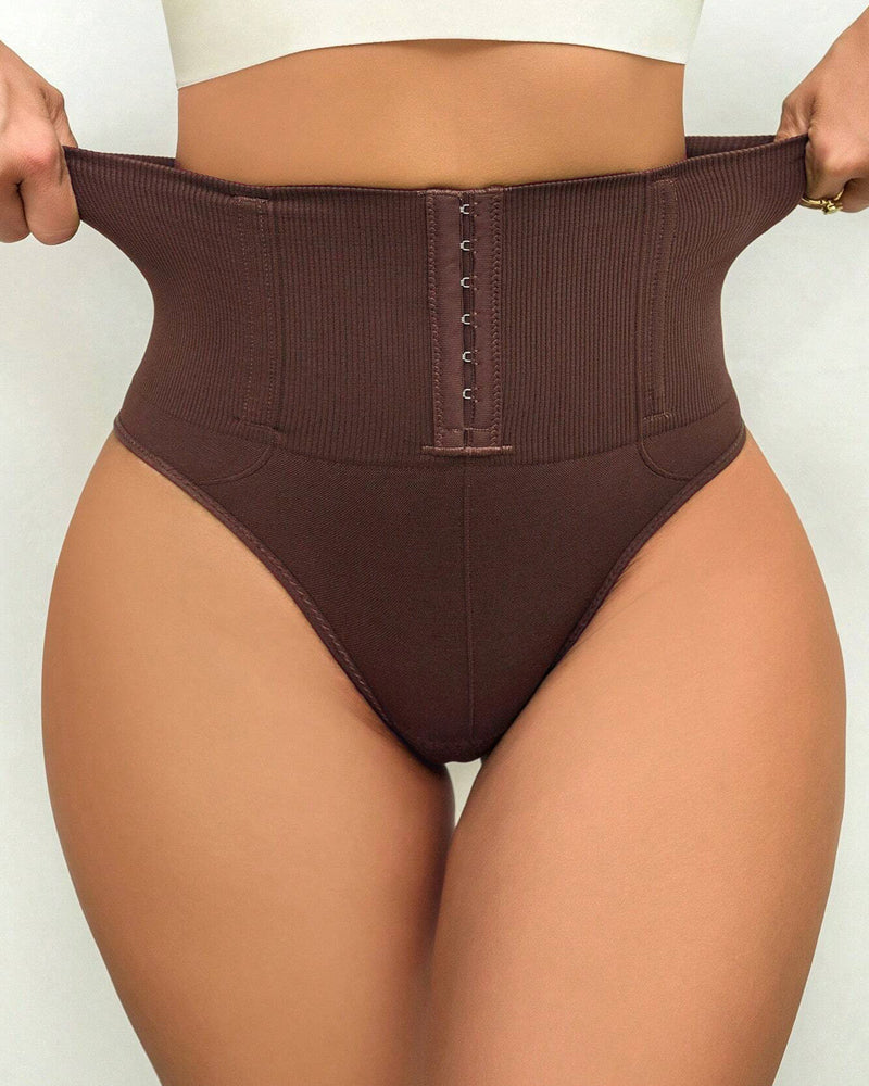 Panties moldeadores sin costuras de cintura alta, tipo tanga, con cierre simple y control de abdomen