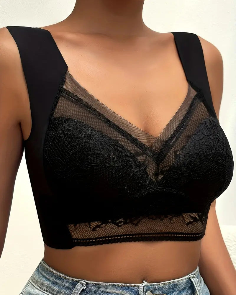 Brasier de Encaje Suave sin Aros de Copa Completa con Tirantes Cómodos tipo Top