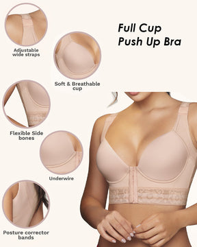 Brasier para mujer, copa completa, push-up y sin aros