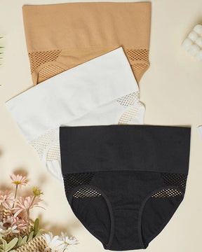 Panty moldeador sin costuras para mujer, cintura alta, sexy con detalles calados
