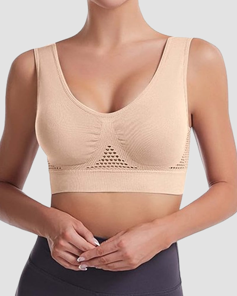 Brasier deportivo para mujer, con diseño calado, anti-flacidez, de alta sujeción y transpirable, ideal para yoga