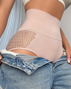 Panty moldeador sin costuras para mujer, cintura alta, sexy con detalles calados