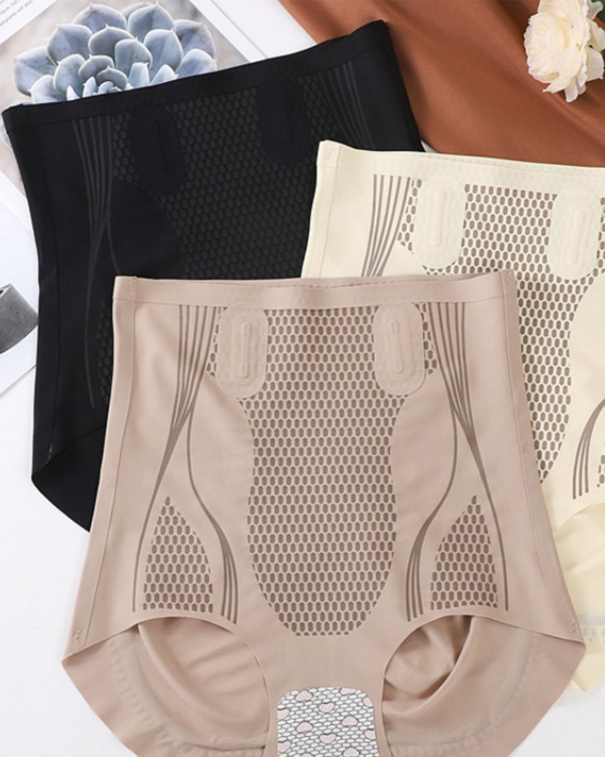 Panties Moldeadores de Cintura Alta, Control de Abdomen y Levantamiento de Glúteos con Fibra de Grafeno Mágica