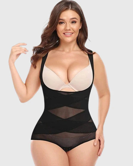 Body moldeador sin costuras de malla, corsé reductor de cintura y modelador de glúteos