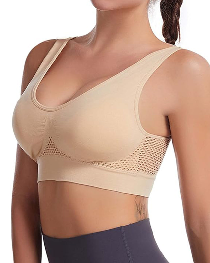Brasier deportivo para mujer, con diseño calado, anti-flacidez, de alta sujeción y transpirable, ideal para yoga