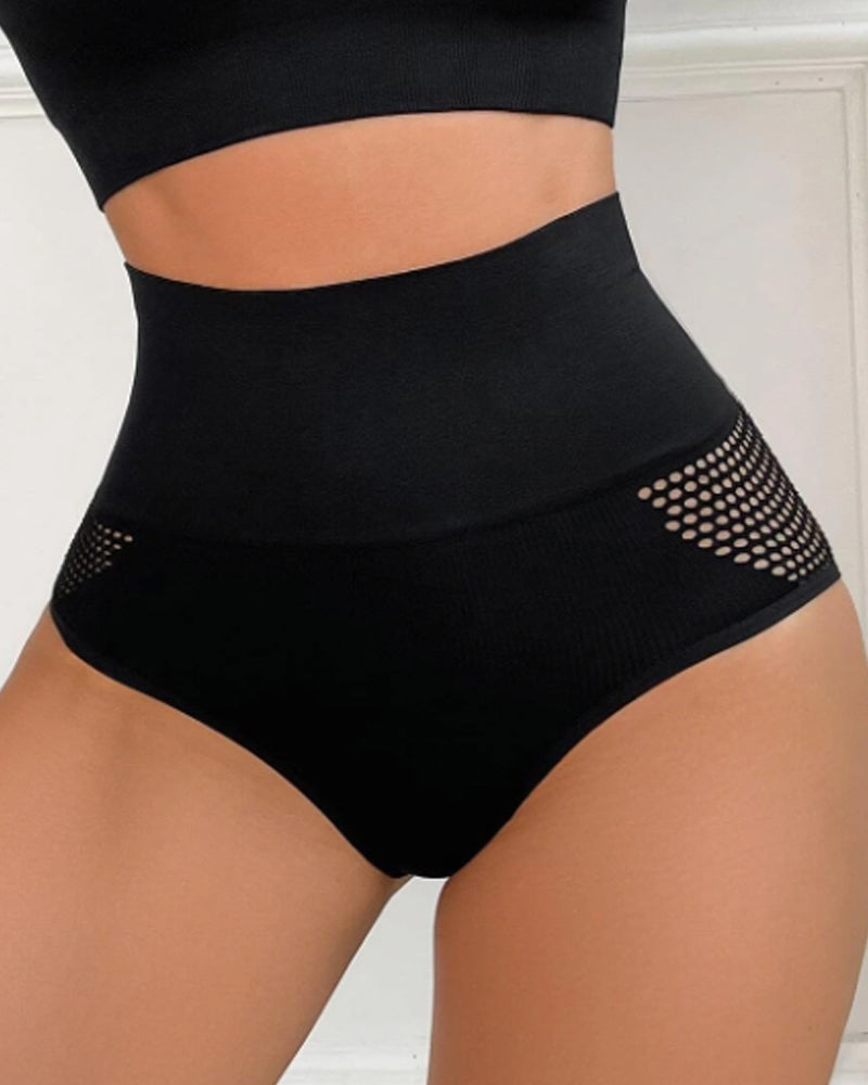Panty moldeador sin costuras para mujer, cintura alta, sexy con detalles calados