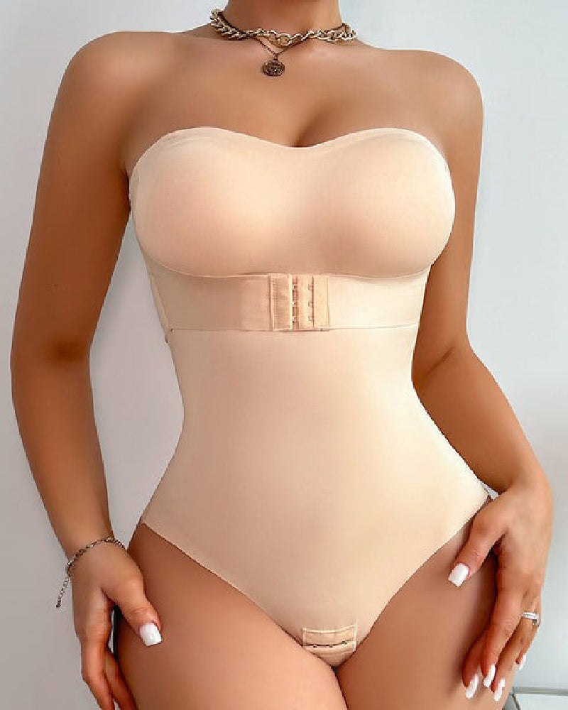 Body moldeador sin tirantes para mujer, con control de abdomen, una sola pieza sin costuras y diseño tipo tanga