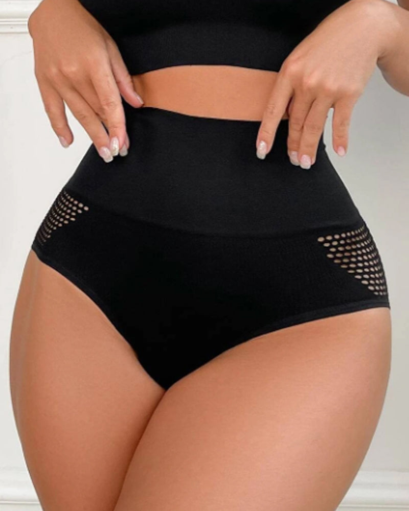 Panty moldeador sin costuras para mujer, cintura alta, sexy con detalles calados